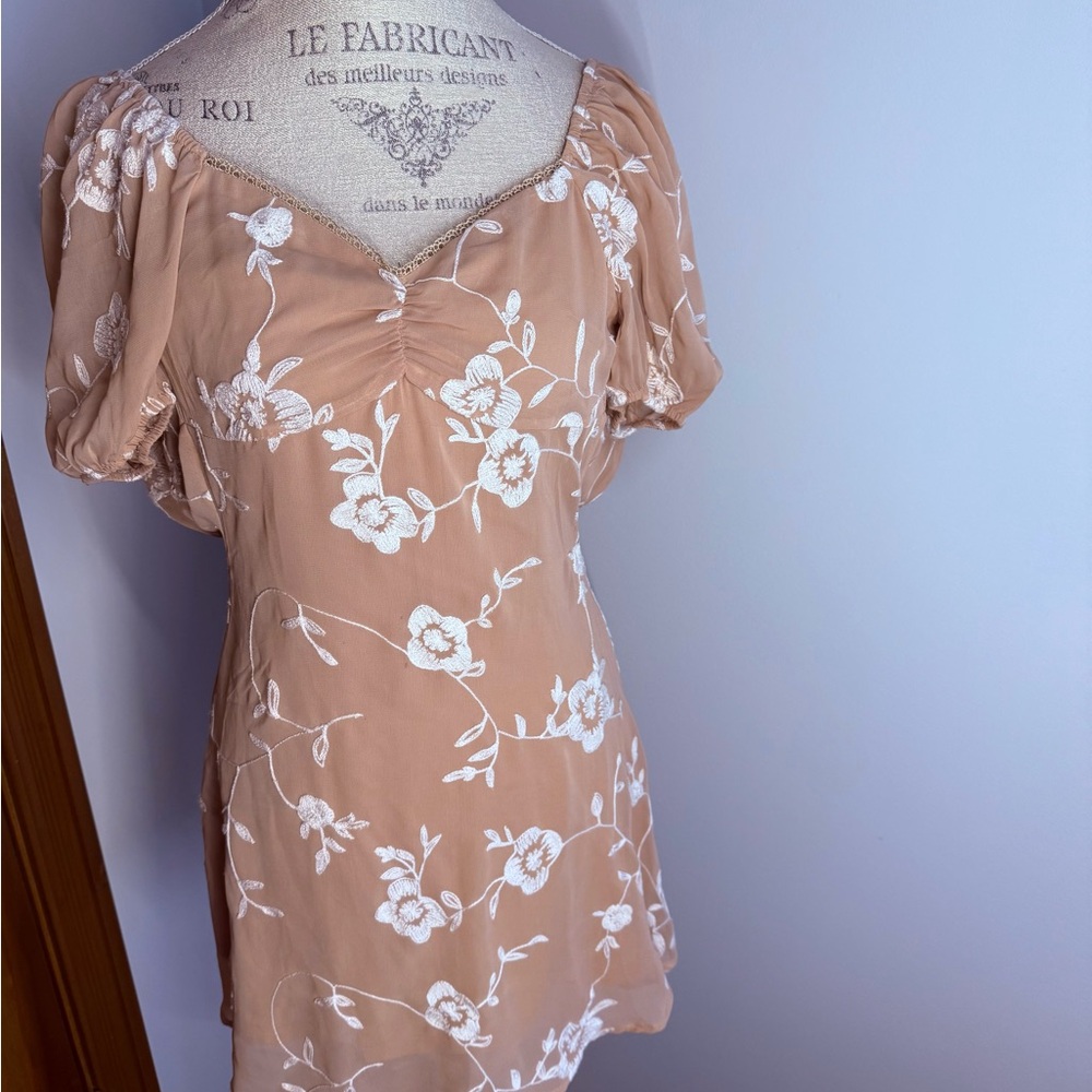 Altar'd State Tan Floral Blouse